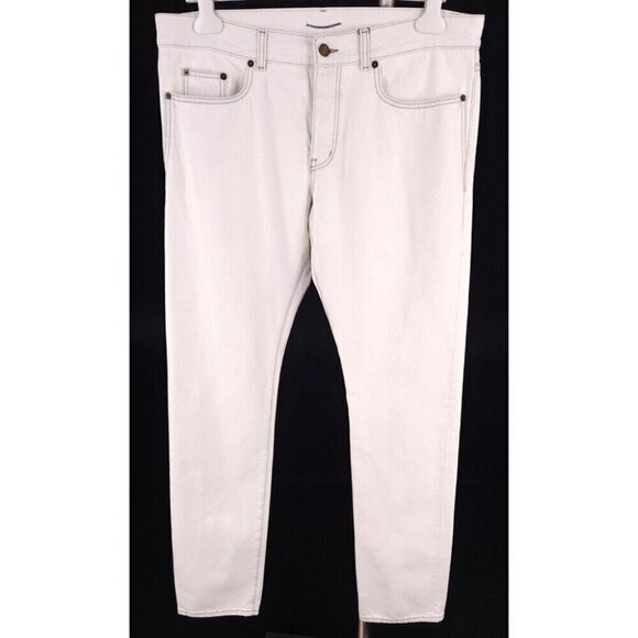 Saint Laurent Paris D18 M/SL-LW Jeans 34 Mens Off White Defect New - Picture 2 of 16